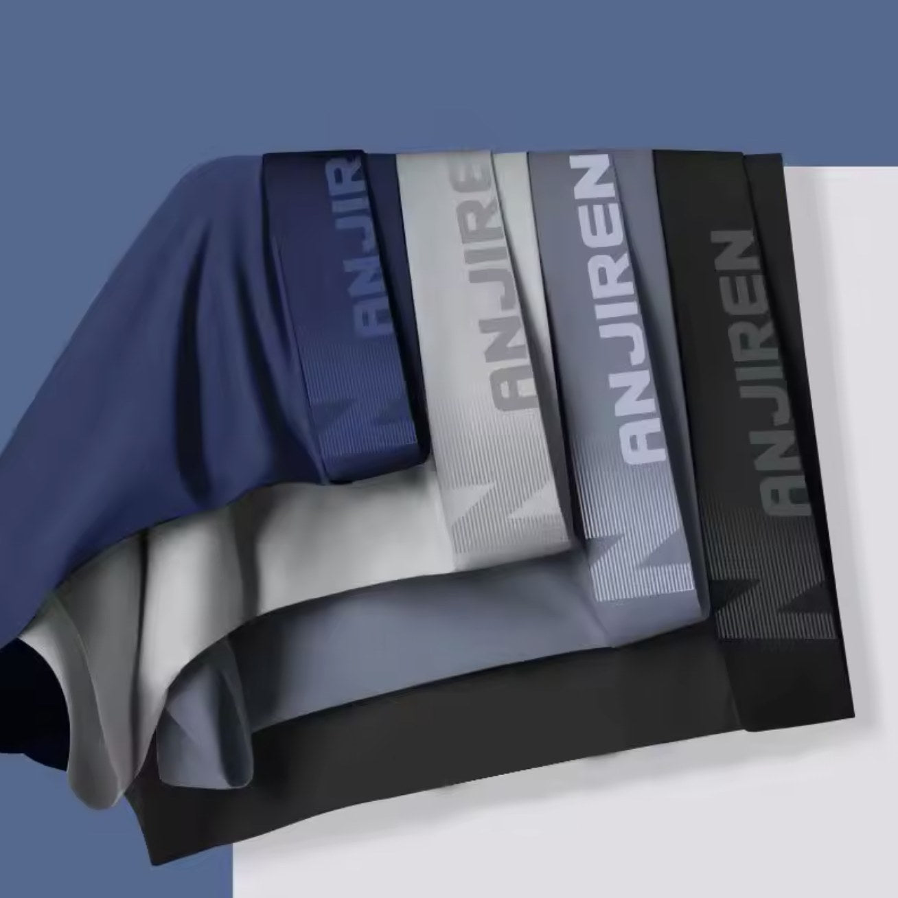 Caleçons Anjiren en Ice Silk : bleu marine, gris perle, gris acier et noir